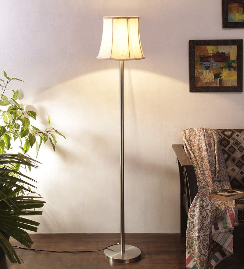 Cotton Soft Back Designer Steel Floor Lamp for Home Decor (Off White Medium)