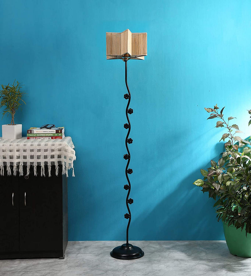 Bamboo Star Tikli Iron Floor Standing Lamp (Natural)