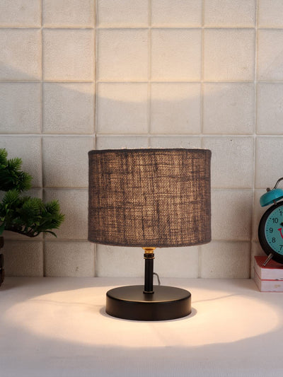 Iron Table lamp with Grey Jute Shade
