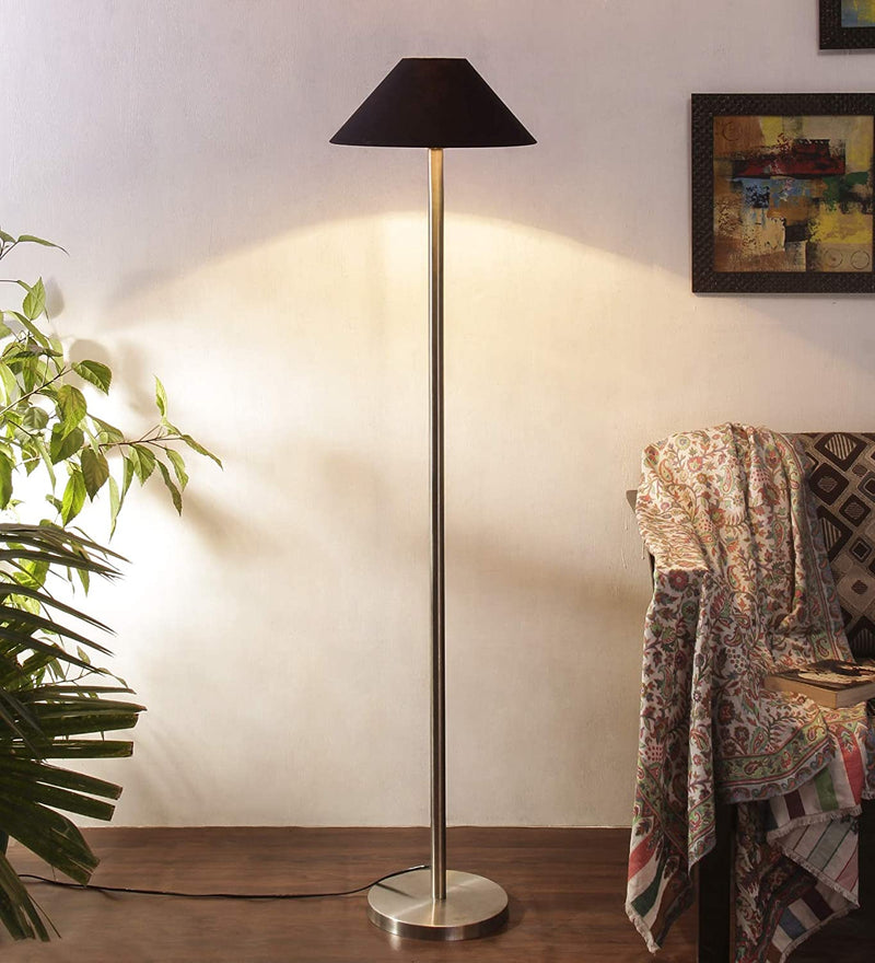 Black Cotton Designer Steel Floor Lamp for Home Decor (13" Black,)