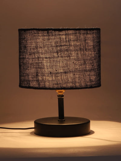 Iron Table lamp with Blue Jute Shade