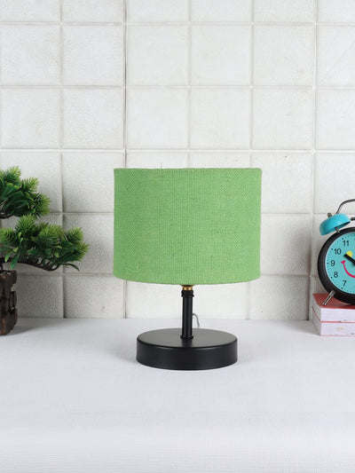 Iron Table lamp with Green Jute Shade