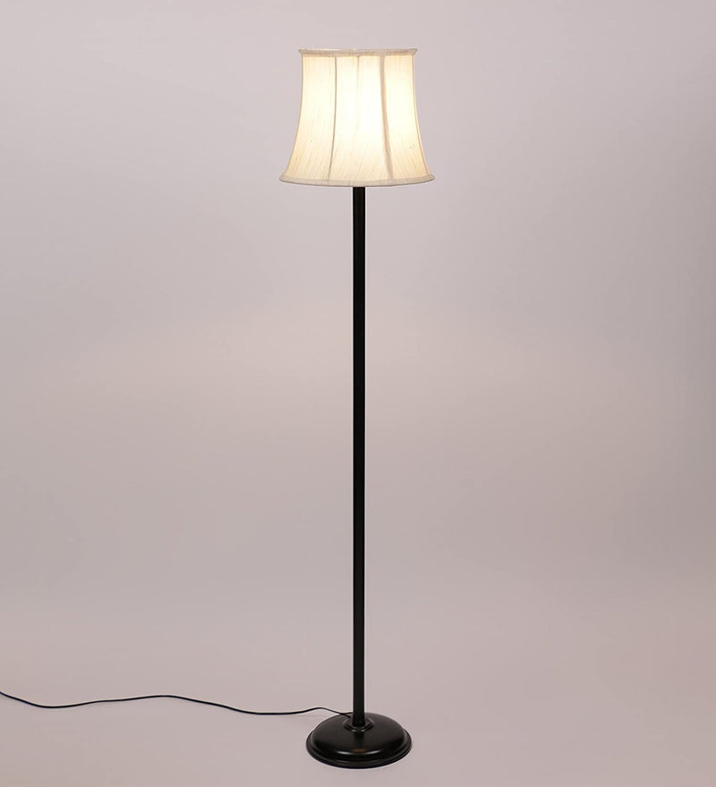 Off White Cotton Designer Stick Iron Floor Standing Lamp
