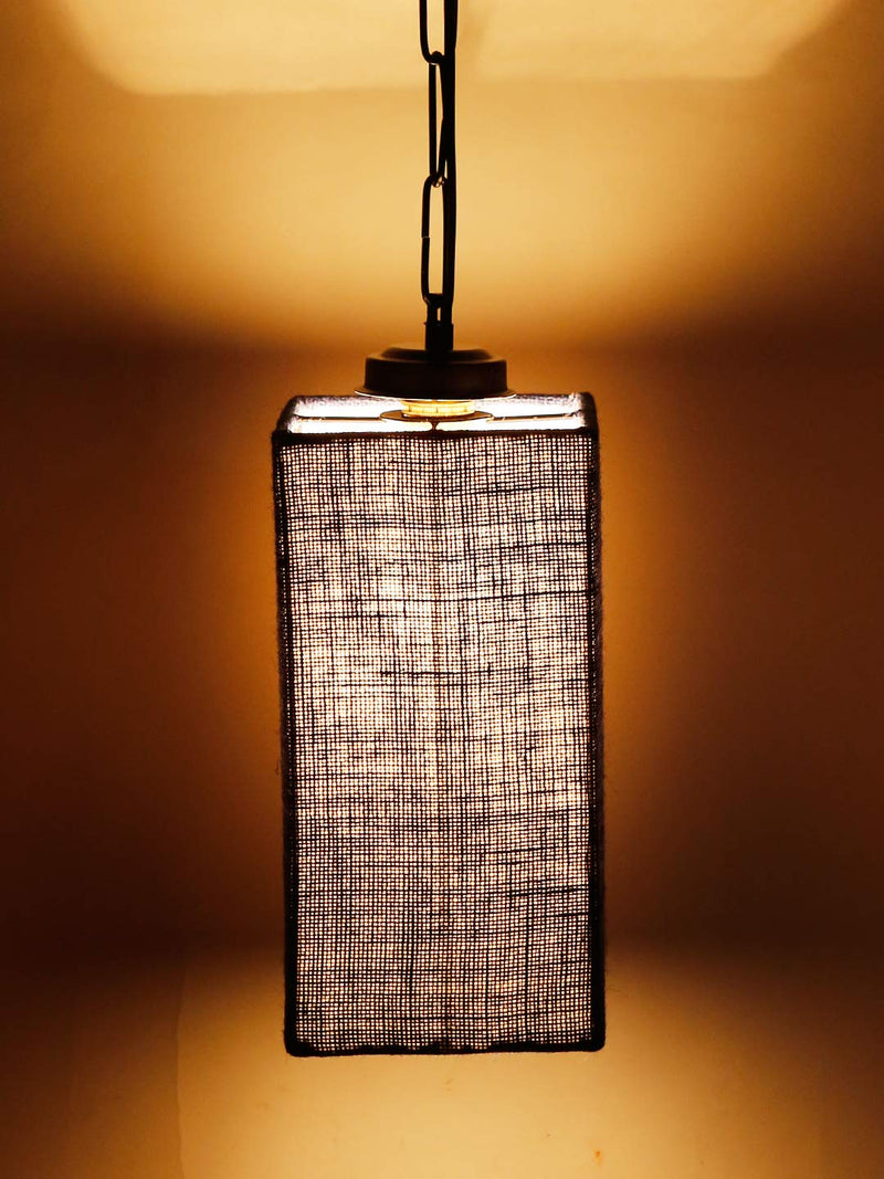 Blue Jute Square Hanging Lamp