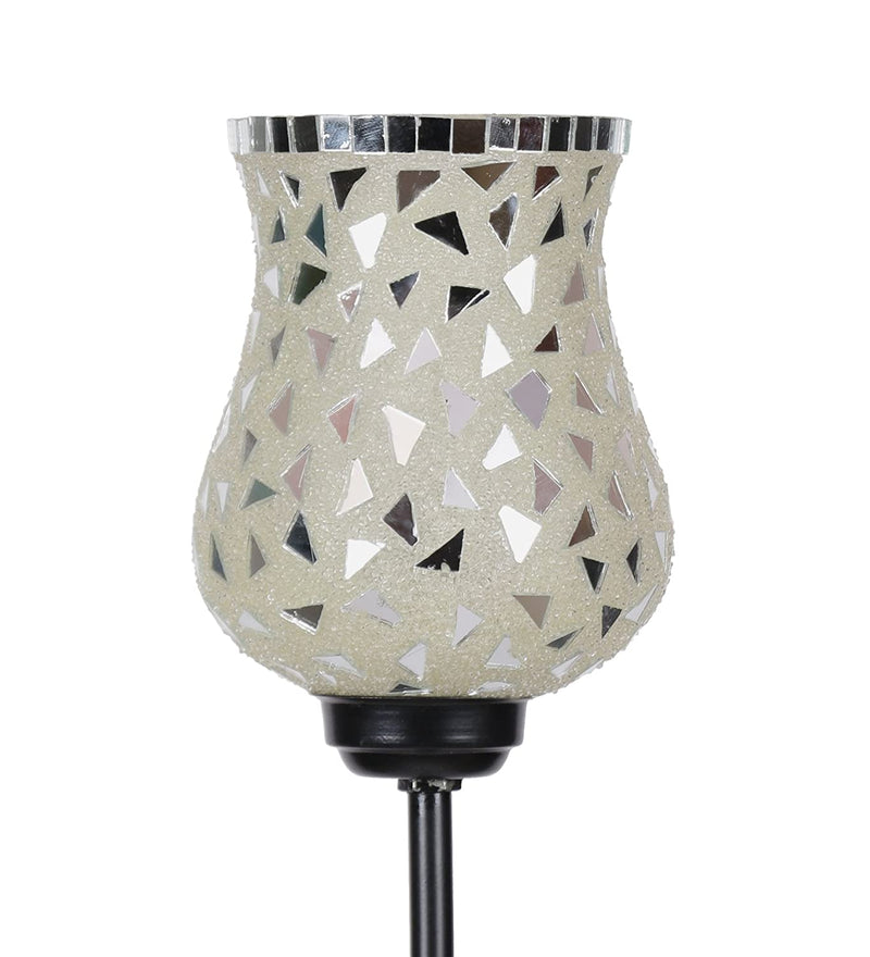 Glass Floor Lamp with Shade, Base and Wire Connector, Silver, Pack of 1 lamp, 1 Base , 1 wire connector, 1 Shade