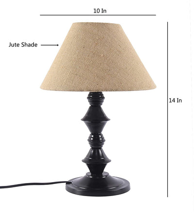 Beige Jute Designer Do Katori Iron Table Lamp