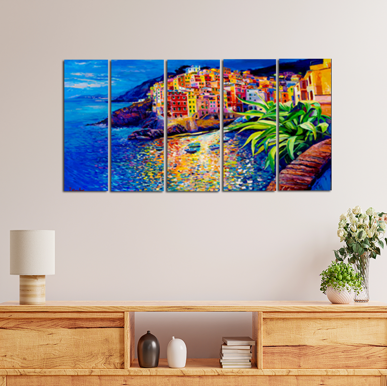 Italian Oil Color Canvas Wall Painting - With 5 Panel