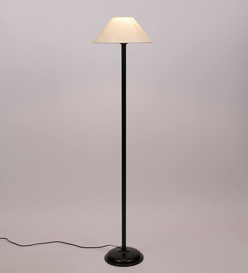 Off White Cotton Standing Floor Lamp (Off White)