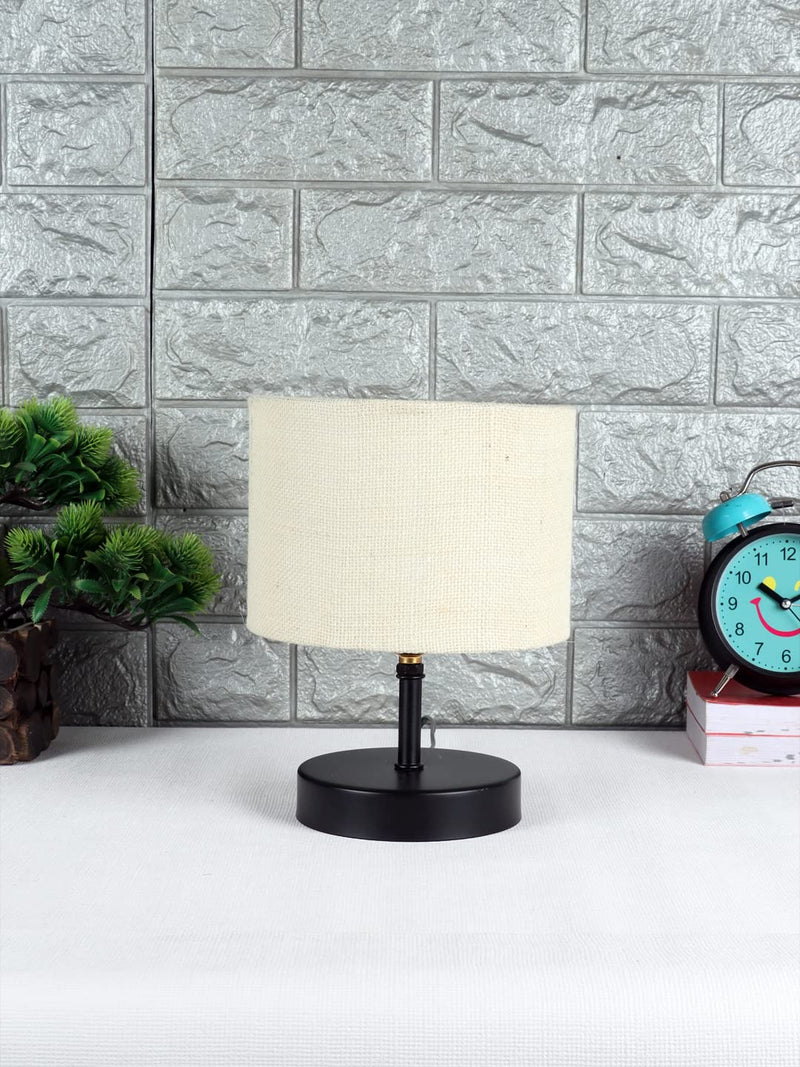 Iron Table lamp with White Jute Shade