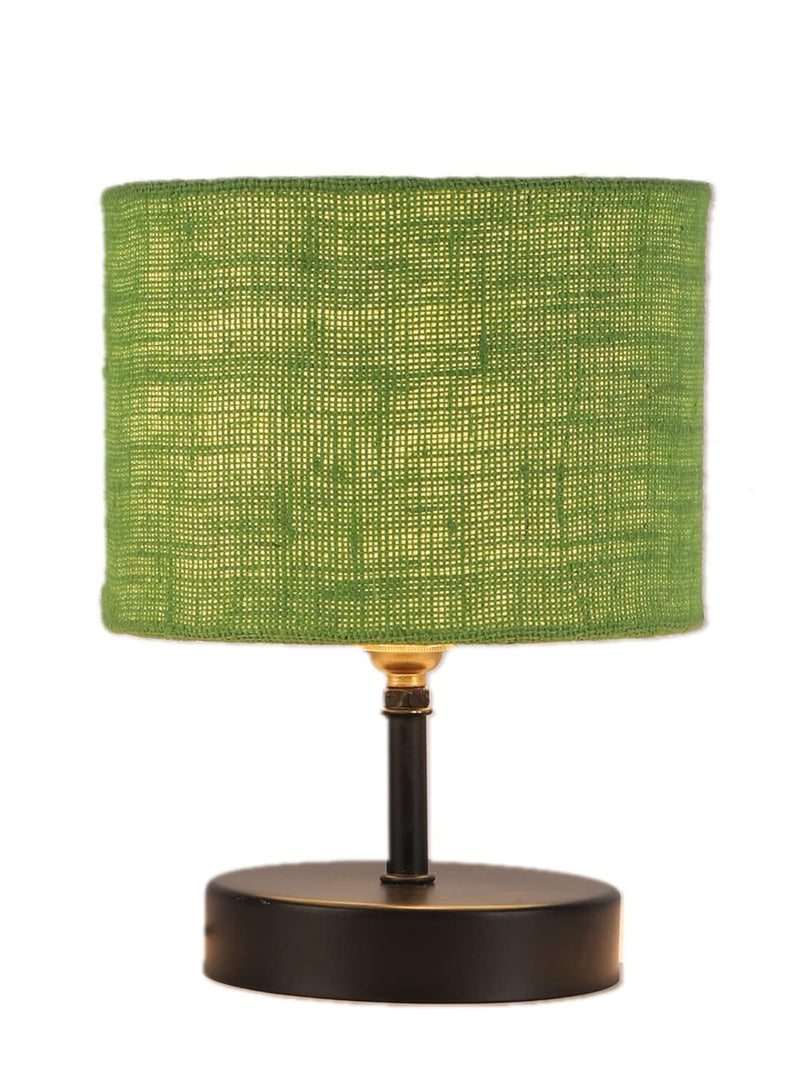 Iron Table lamp with Green Jute Shade
