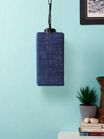 Blue Jute Square Hanging Lamp