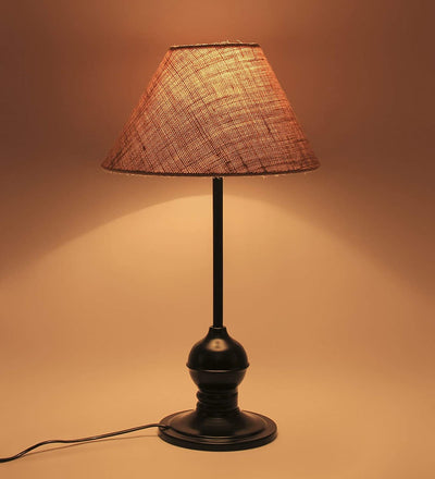 Beige Jute Designer Tea Ball Table Lamp