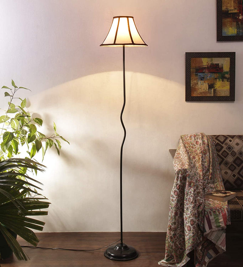 Cotton Soft Back Designer Wrought Iron Floor Lamp for Home Decor (Off White Medium)