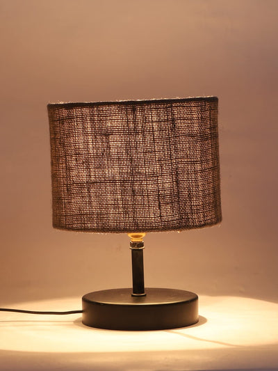 Iron Table lamp with Grey Jute Shade