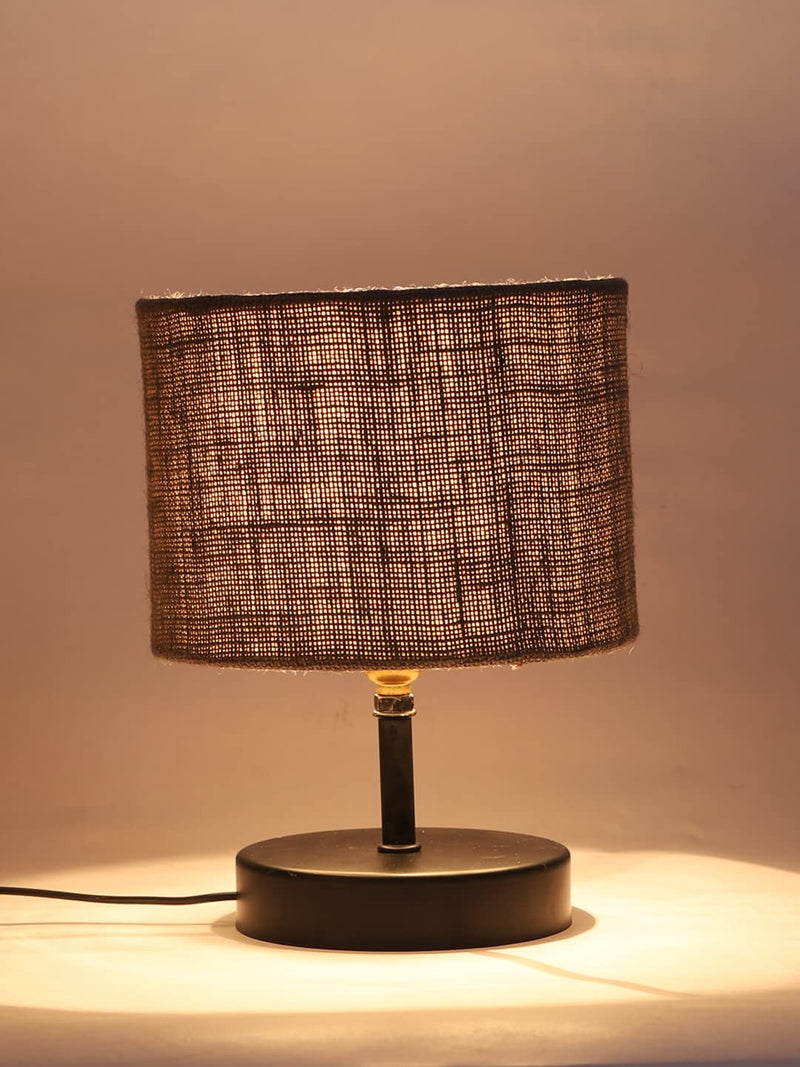 Iron Table lamp with Grey Jute Shade