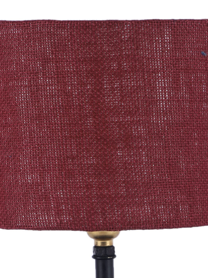 Iron Table lamp with Maroon Jute Shade