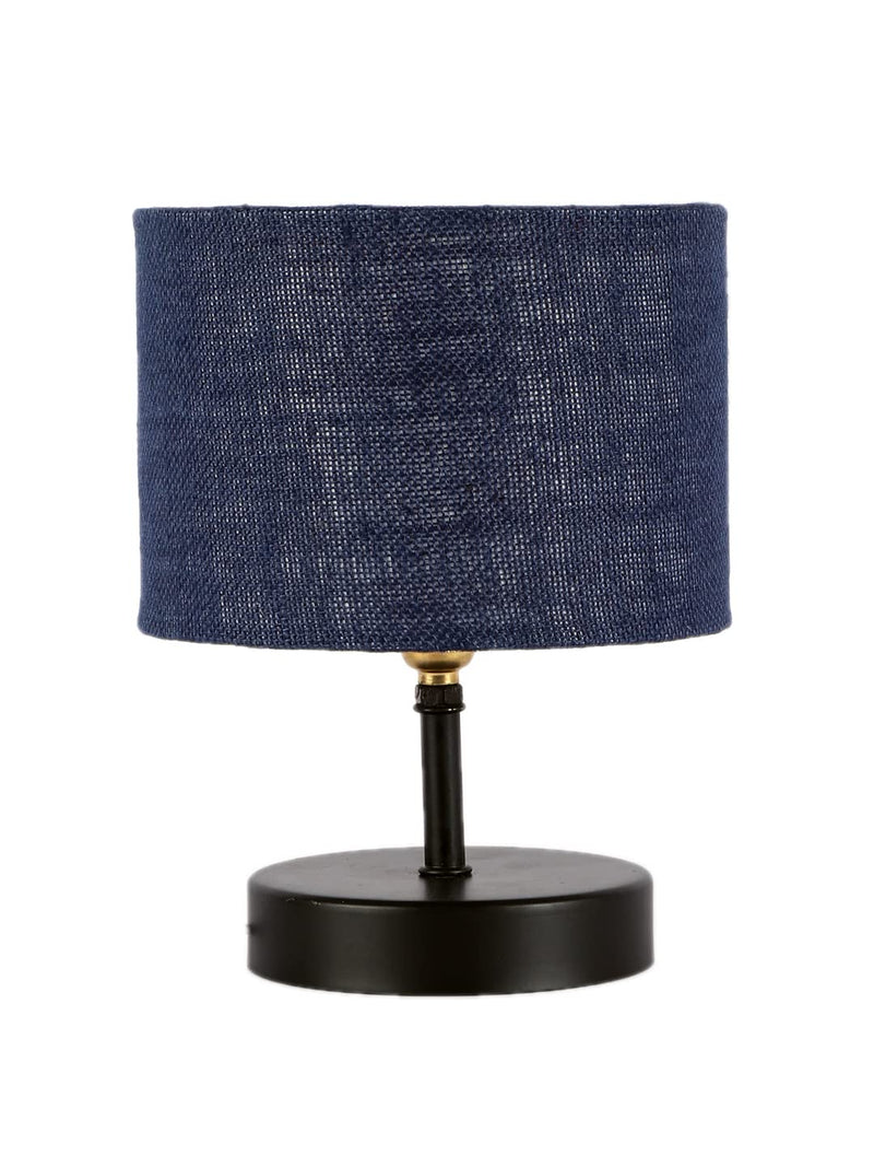 Iron Table lamp with Blue Jute Shade