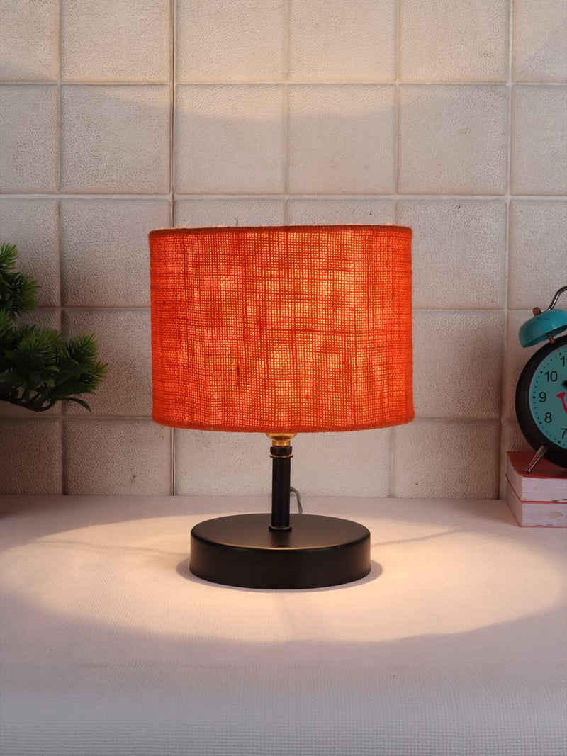 Iron Table lamp with Orange Jute Shade