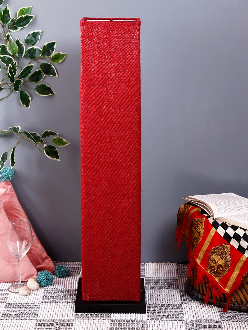 Maroon Jute Square Shade Floor lamp with Black Iron Base