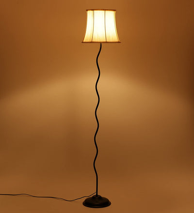 Off White Cotton Designer Zig Zag Floor Lamp (Off White)