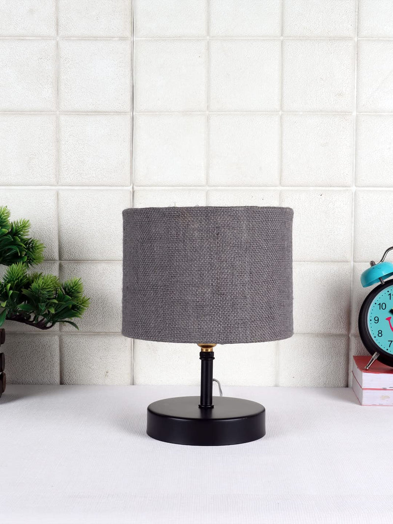 Iron Table lamp with Grey Jute Shade