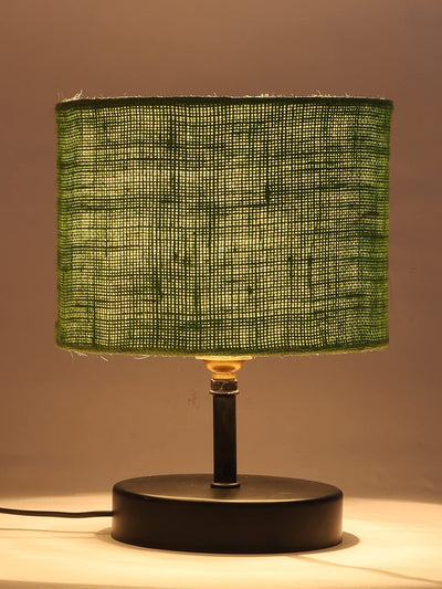 Iron Table lamp with Green Jute Shade