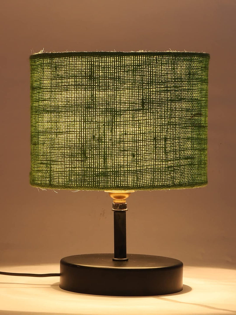 Iron Table lamp with Green Jute Shade