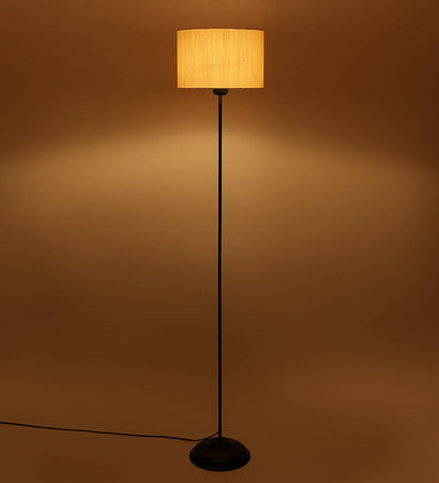 Metal Floor Lamp with Base and Shade, Off White, Pack of 1 Lamp, 1 Base, 1 Shade