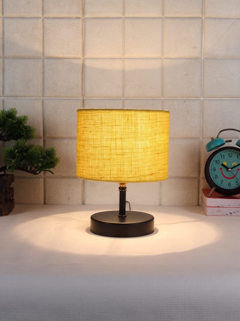 Iron Table lamp with Yellow Jute Shade