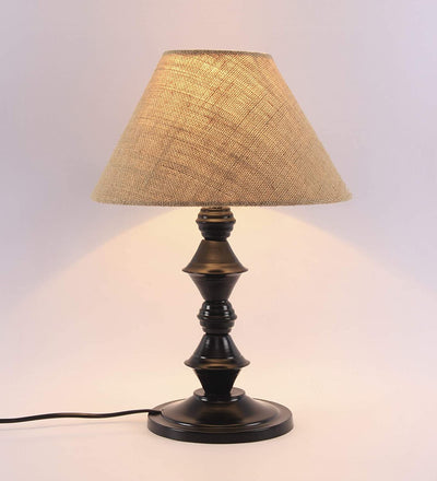 Beige Jute Designer Do Katori Iron Table Lamp