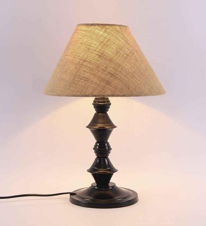 Beige Jute Designer Do Katori Iron Table Lamp