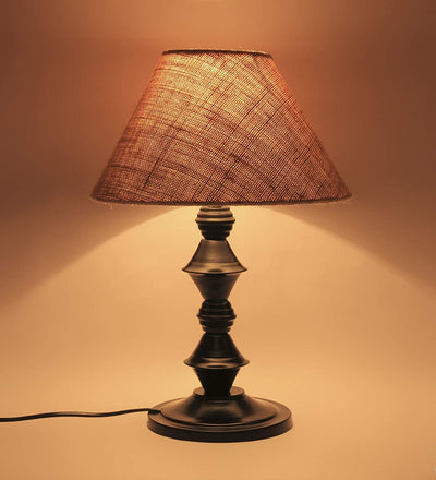 Beige Jute Designer Do Katori Iron Table Lamp