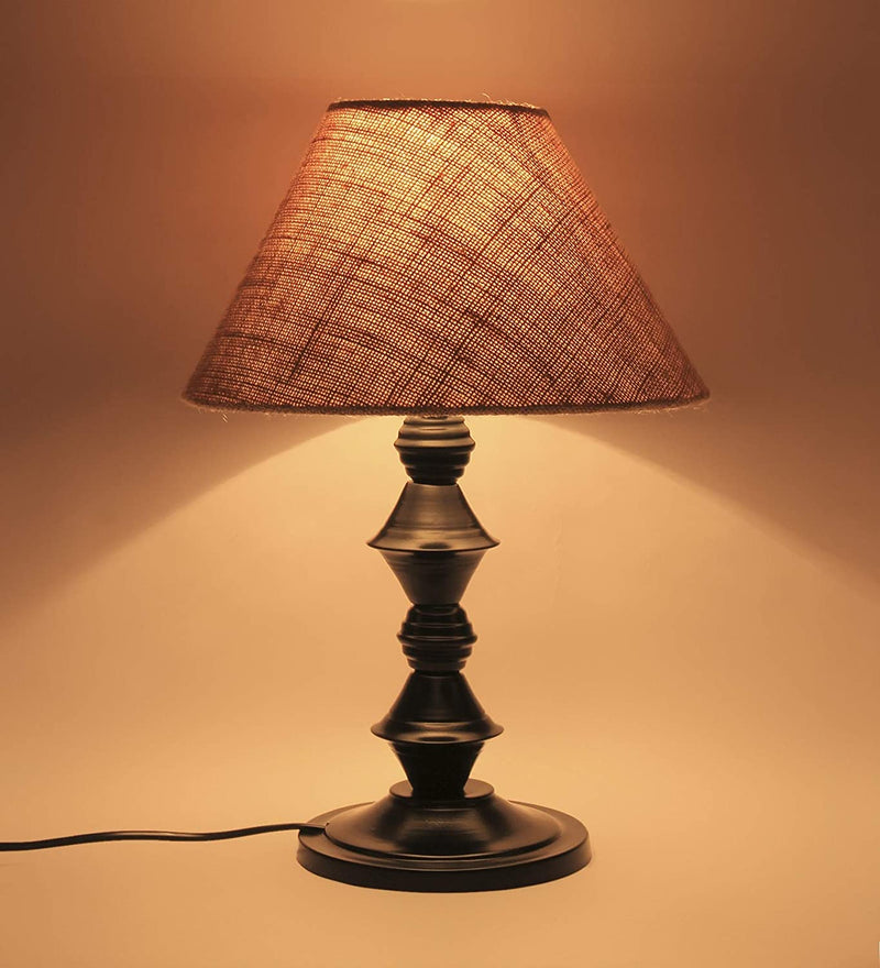 Beige Jute Designer Do Katori Iron Table Lamp
