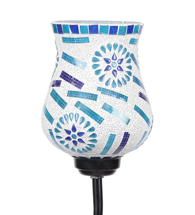 Mosaic Blue Glass Zig Zag Floor Lamp (Blue)