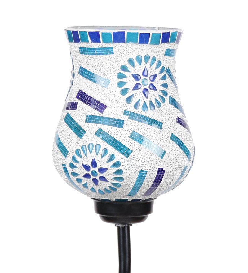 Mosaic Blue Glass Zig Zag Floor Lamp (Blue)