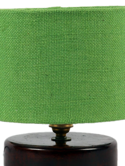 Green Jute Table lamp with Wood Brown Base