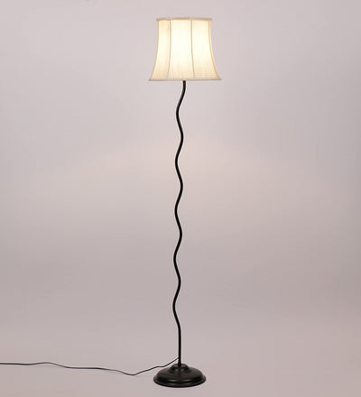 Off White Cotton Designer Zig Zag Floor Lamp (Off White)