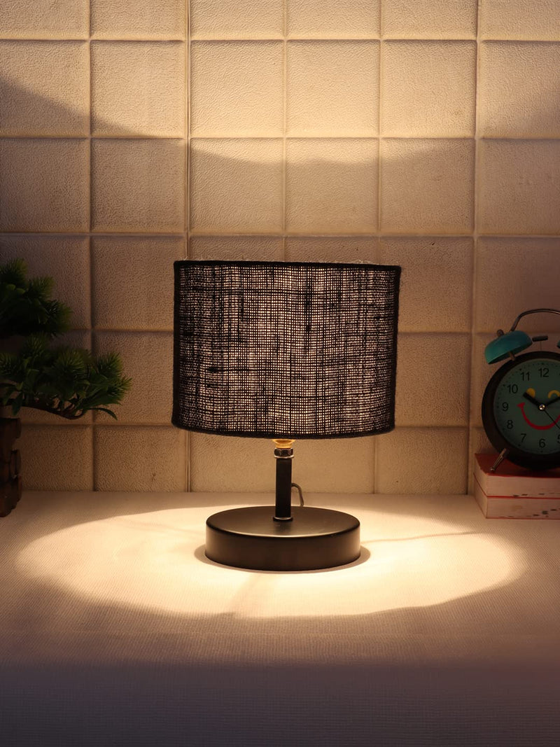 Iron Table lamp with Black Jute Shade