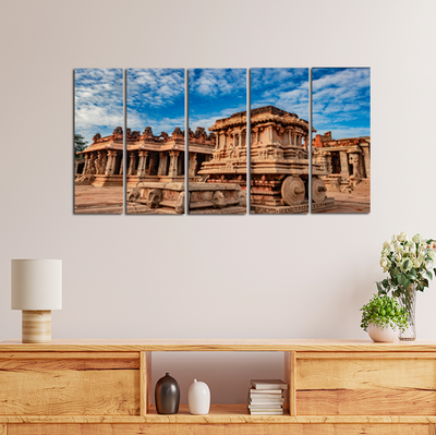 Hampi Stone Temple Wall Painting - With 5 Panel