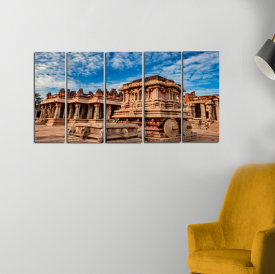 Hampi Stone Temple Wall Painting - With 5 Panel