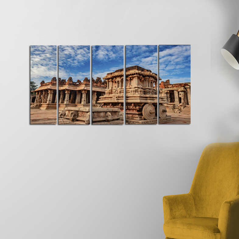 Hampi Stone Temple Wall Painting - With 5 Panel
