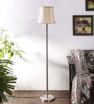 Cotton Soft Back Designer Steel Floor Lamp for Home Decor (Off White Medium)