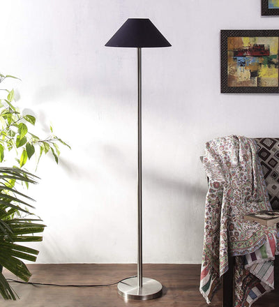 Black Cotton Designer Steel Floor Lamp for Home Decor (13" Black,)