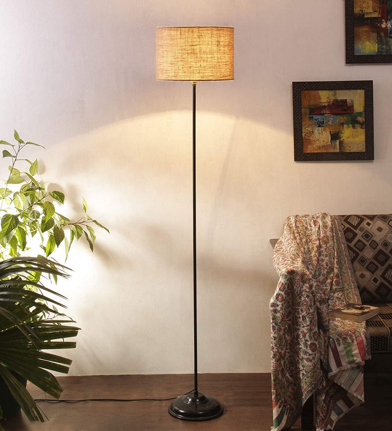 Beige Jute Floor Lamp