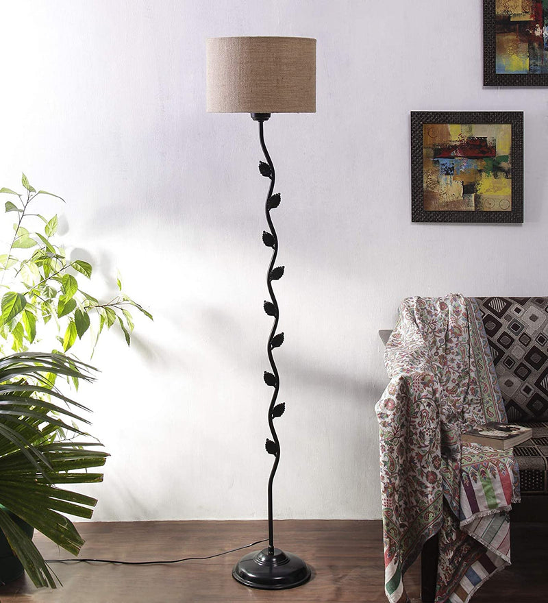 Metal Floor Lamp with Base and Shade, Beige, Pack of 1 Floor Lamp Stand,1 Base, 1 Shade