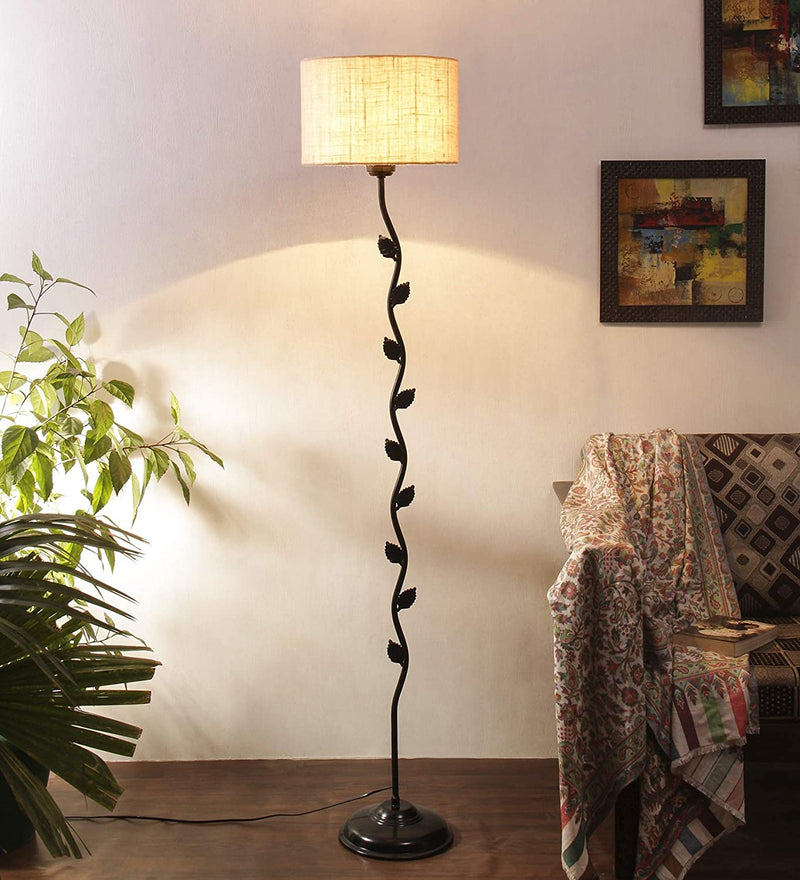 Metal Floor Lamp with Base and Shade, White, Pack of 1 Floor Lamp Stand,1 Base, 1 Shade