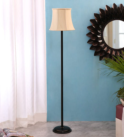 Off White Cotton Designer Stick Iron Floor Standing Lamp