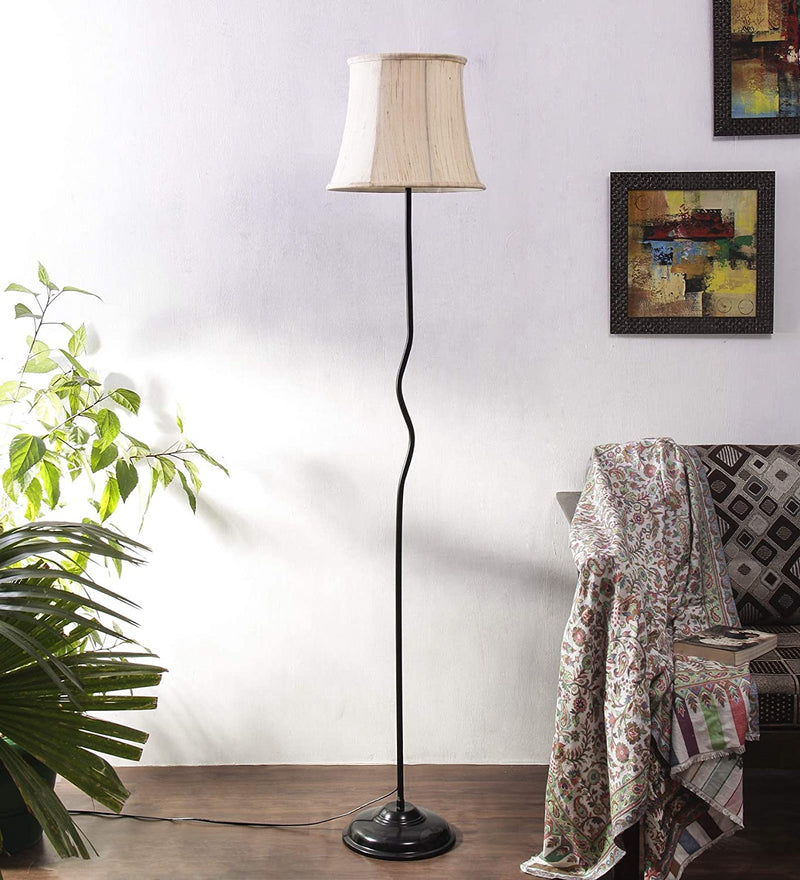 Cotton Soft Back Designer Wrought Iron Floor Lamp for Home Decor (Off White Medium)