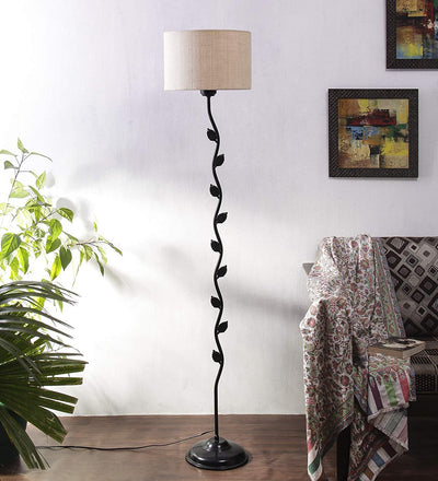 Metal Floor Lamp with Base and Shade, White, Pack of 1 Floor Lamp Stand,1 Base, 1 Shade