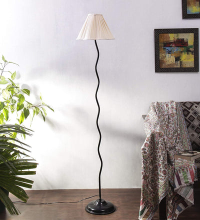 Off-White Cotton Floor Lamp